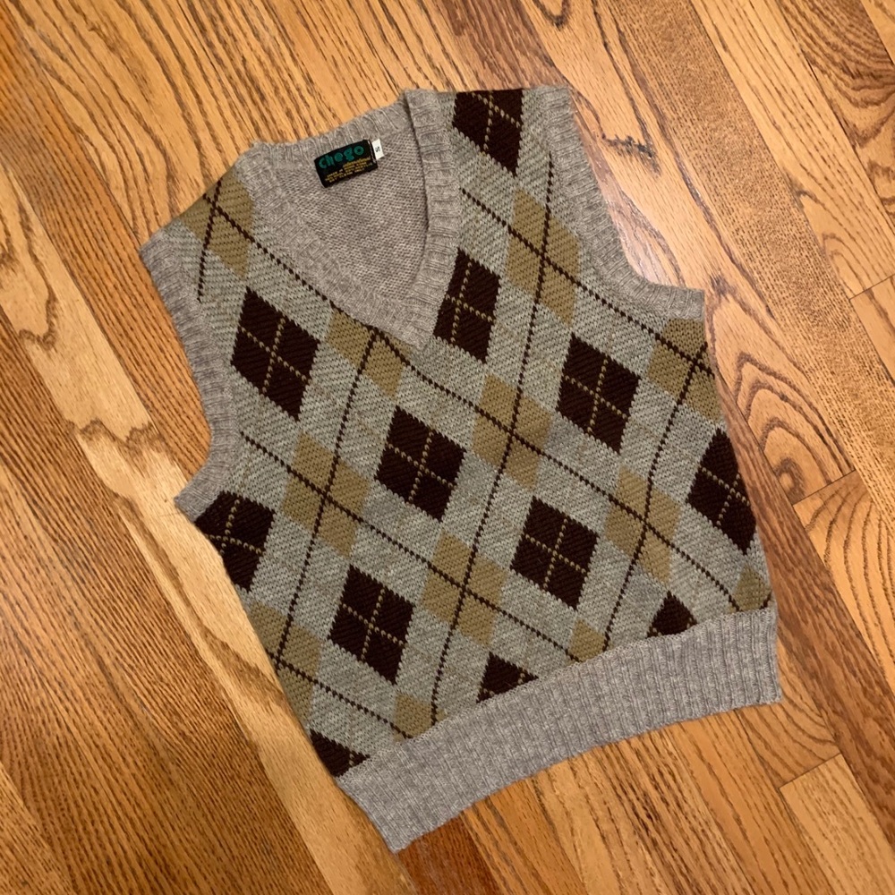 Vintage Brown Argyle Sweater Vest